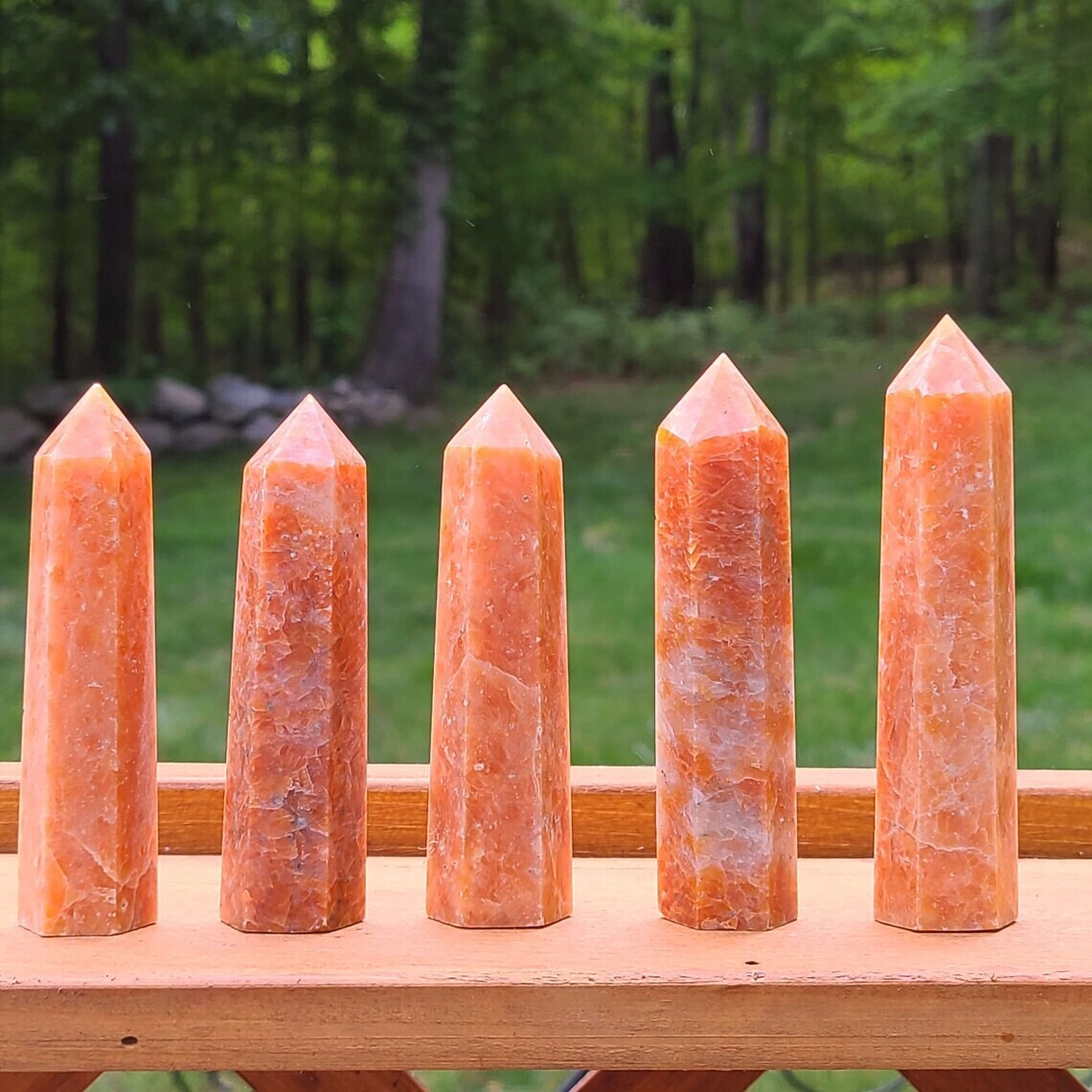 3 ~ 4 inch Sunstone Gemstone Point Obelisk Gemstone Crystal Tower Decoration
