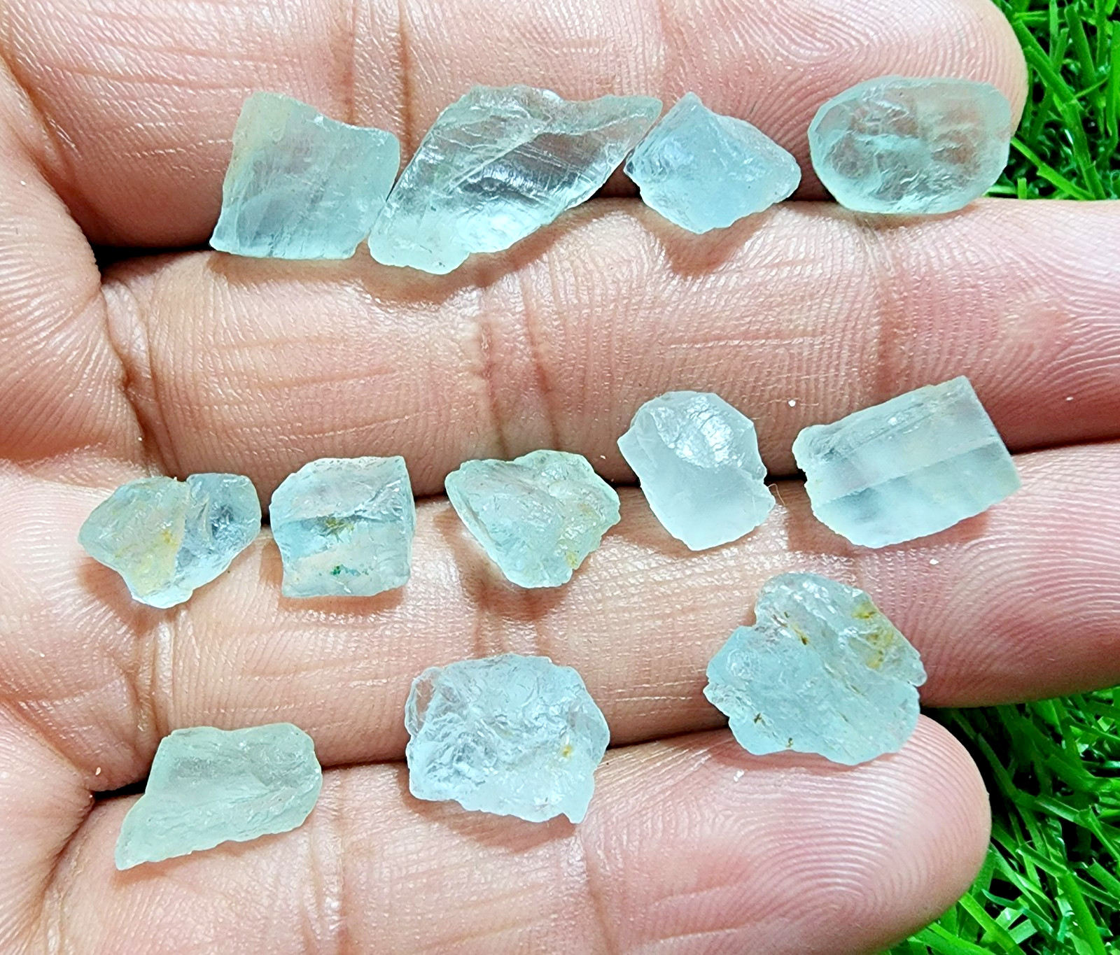 12 Pcs Blue Aquamarine Gemstone Rough Lot 8-20mm Loose Stones Jewelry Making