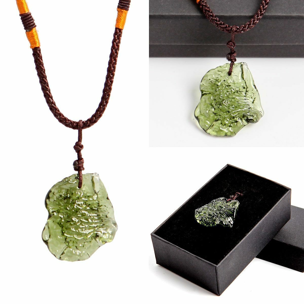 Natural Green Czech Moldavite Meteorite Impact Pendant Necklace Chakra Healing