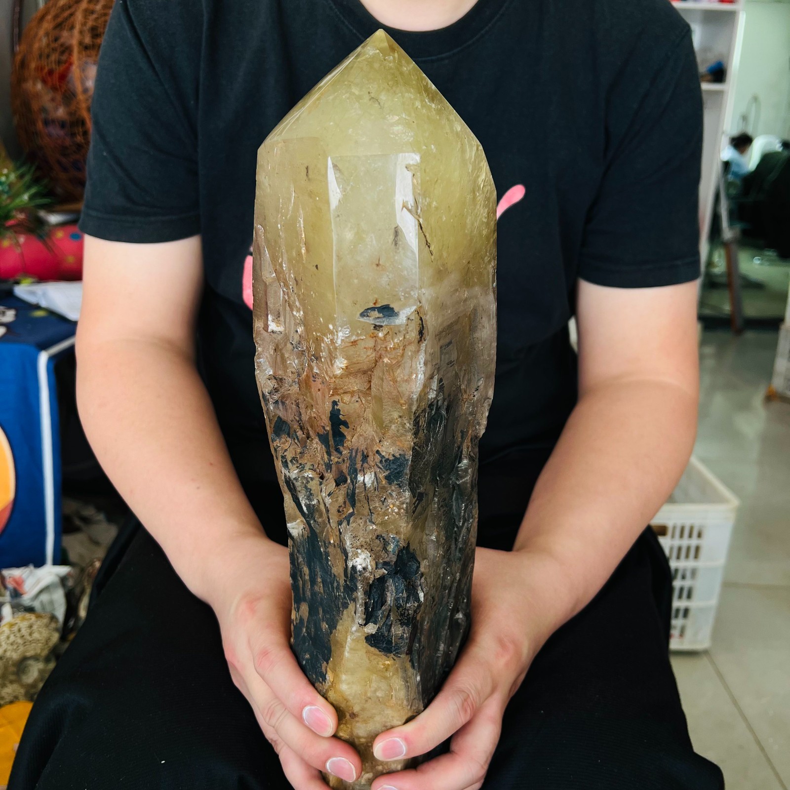15.4LB Genuine Citrine Elestial Crystal – Untreated Raw Stone Healing Crystal