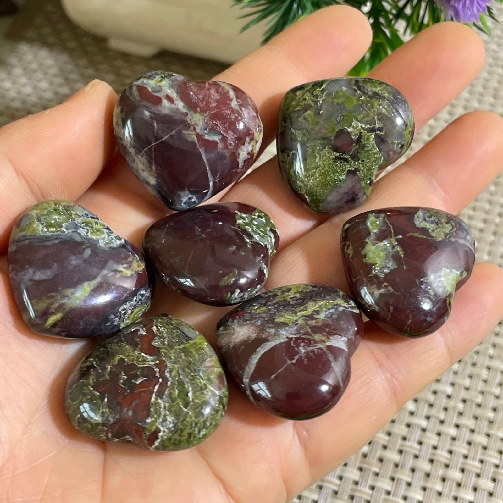 89g Raw dragon blood stone Jasper polishing polished Crystal 7pcs