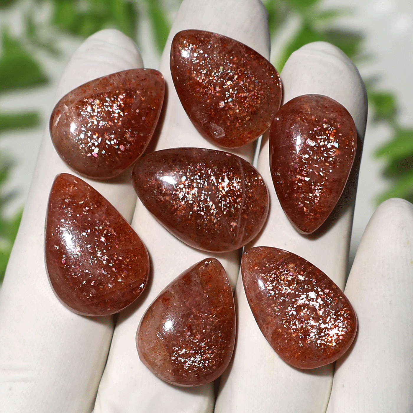 Solar Sparks~ 7 Pcs Natural Confetti Sunstone Teardrop Crystal Mineral Jewel Set