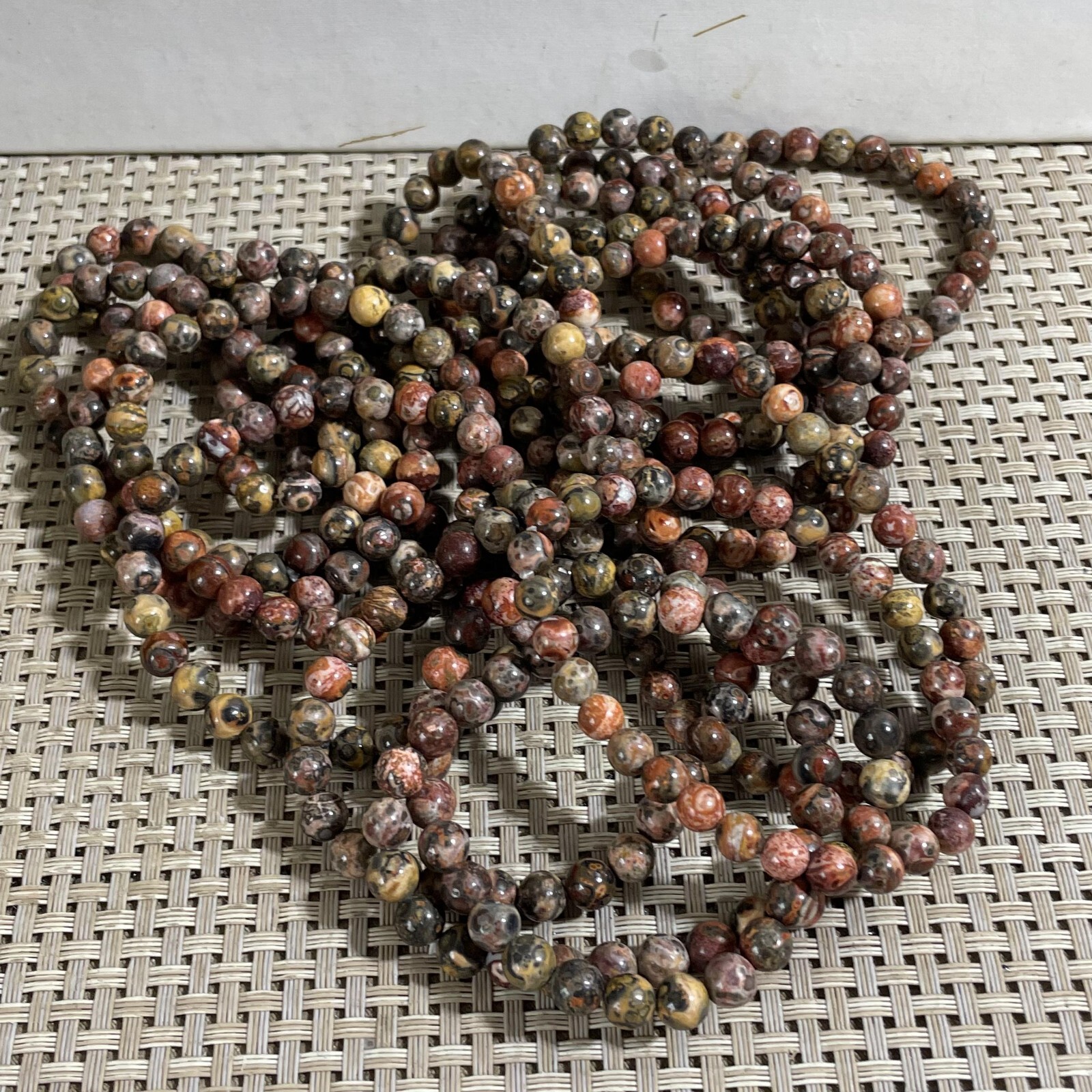 Wholesale 5Pcs Natural Leopard Jasper stone 6mm Quartz Crystal Stretch Bracelet