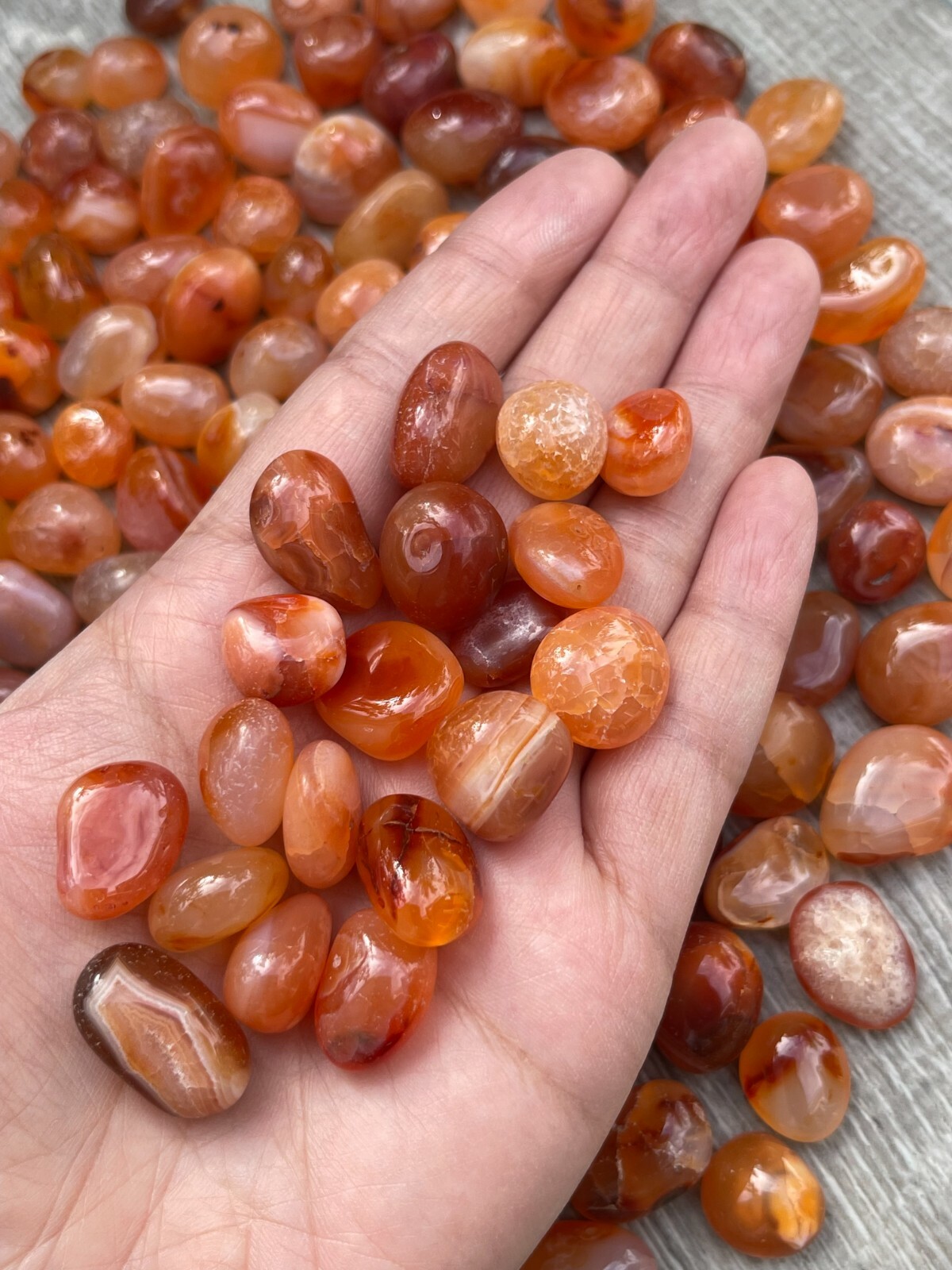 Grade A++ Carnelian Tumbled Stones, 0.5-0.75″ Small Tumbled Carnelian, Bulk Lots