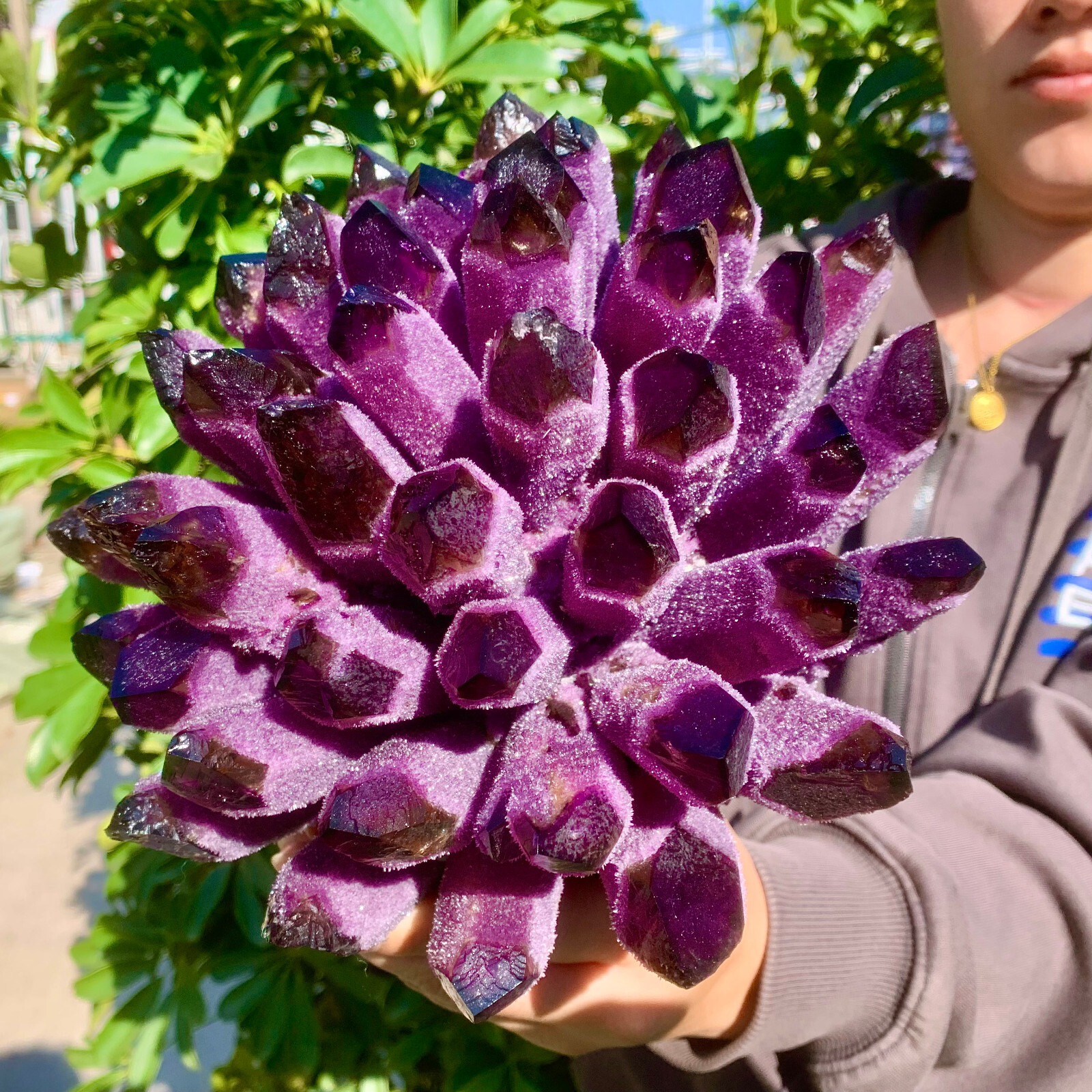 9.2LB Raw Dark Purple Phantom Amethyst Cluster Crystal Geode Specimens Ornament