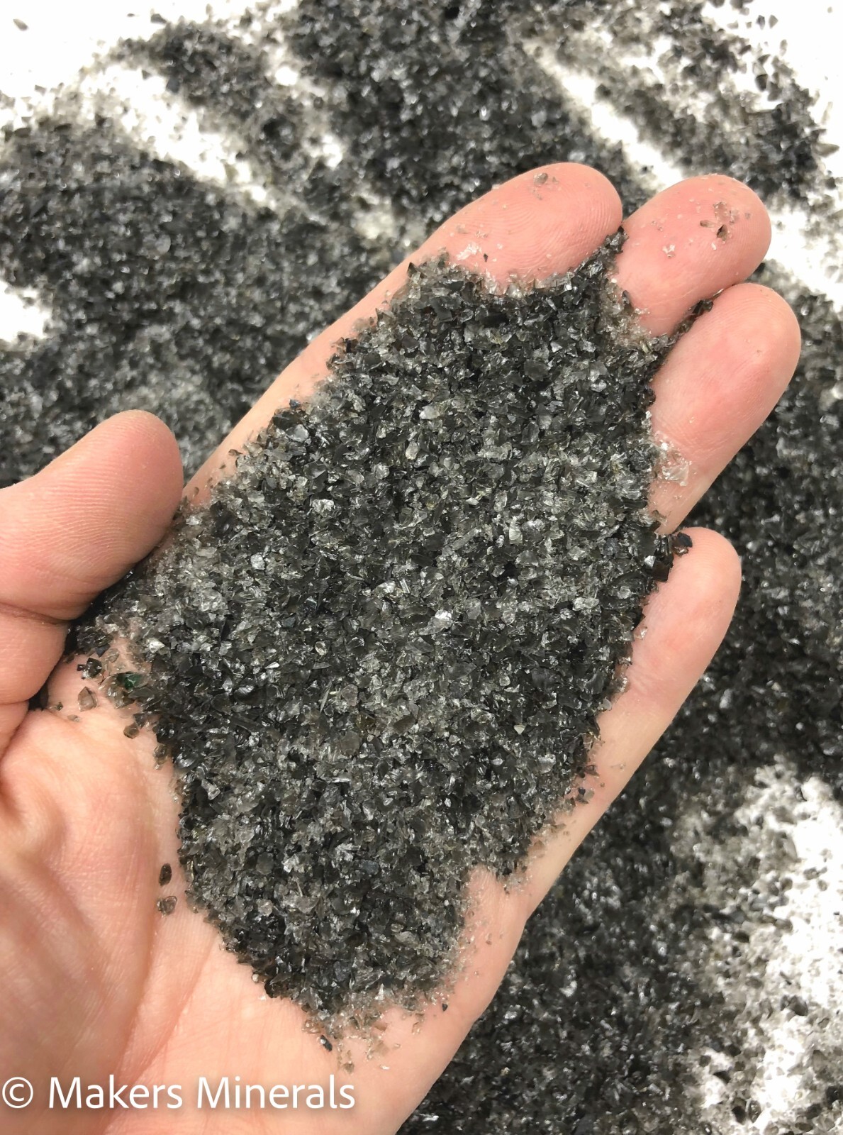 Crushed Black Obsidian Sand, 0.25mm-2mm, for Stone Inlay, Sand Jewelry, & Resin