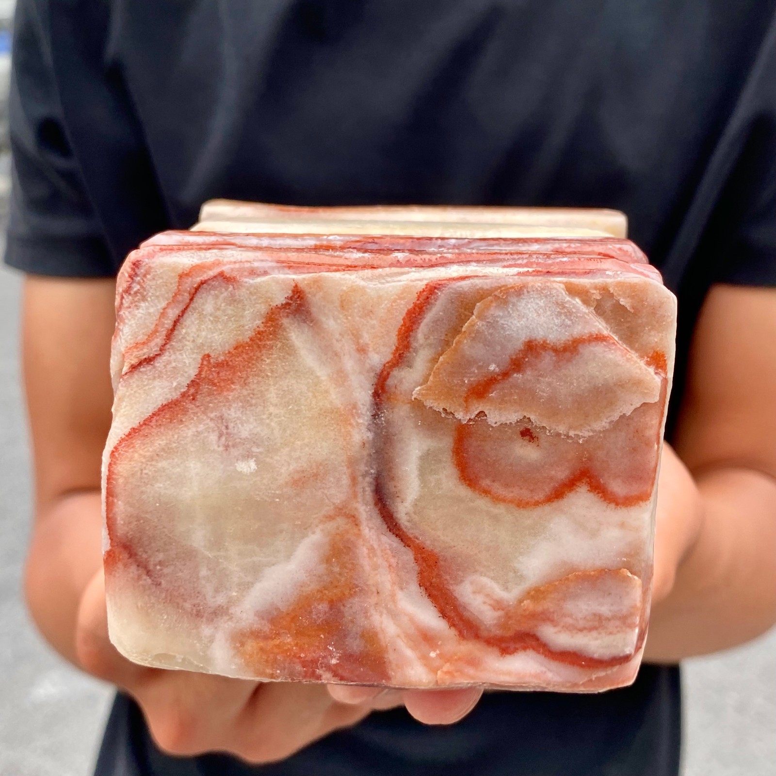 2LB Natural Pork Stone (Bacon Calcite) Slice Feng Shui Home Decor Specimen