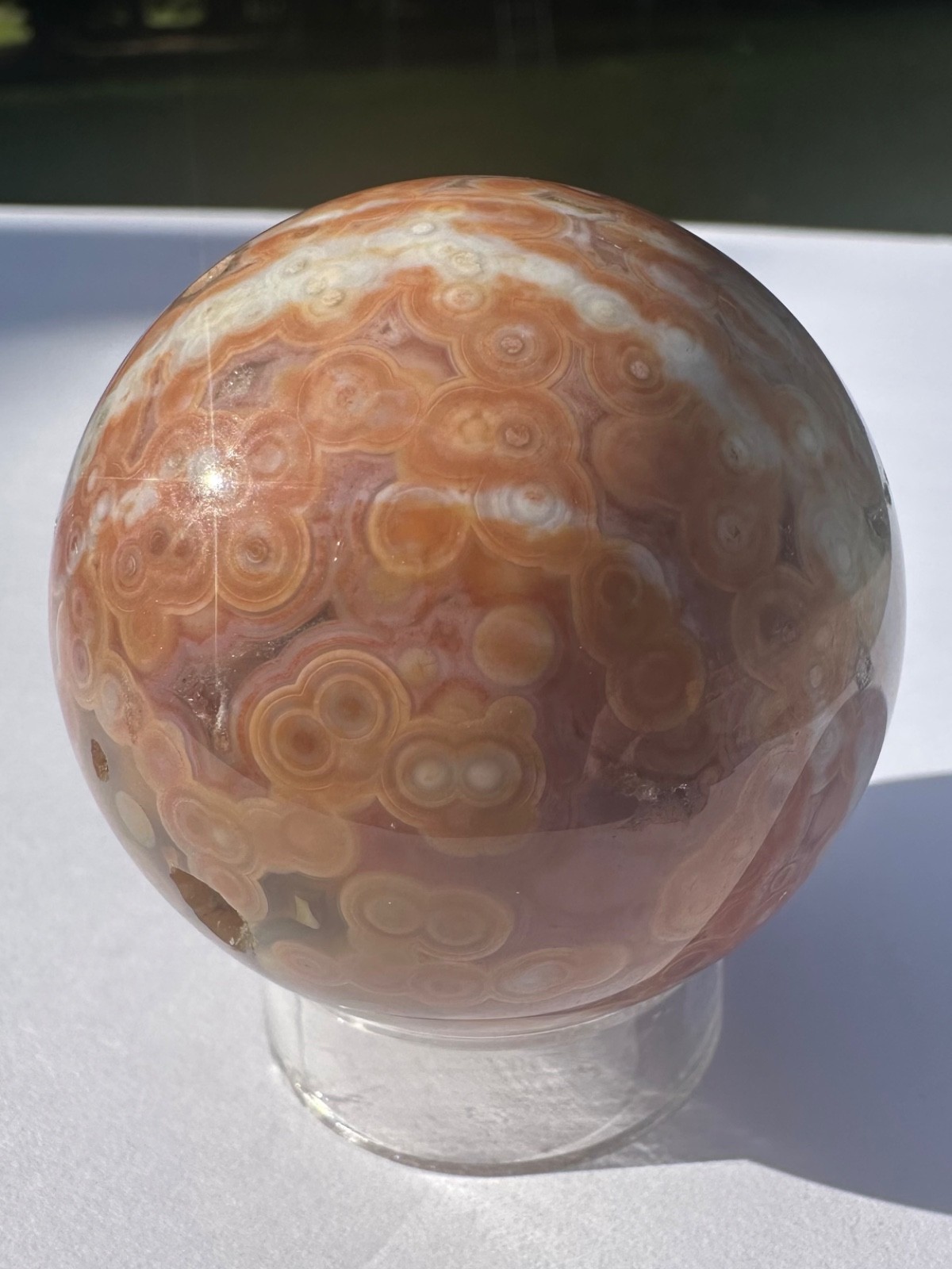 143g sparkling druzy 8th vein orbicular ocean jasper sphere polished crystalball
