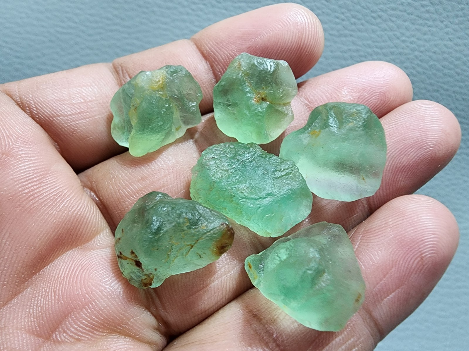 6 Pcs Adorable A+ Green Fluorite Rough Gemstone Crystal Rough Raw Size 17-21 MM