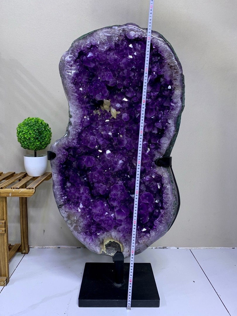 118LB Natural Amethyst Geode Crystal Cave Decor Stone Cathedral Specimen Stand