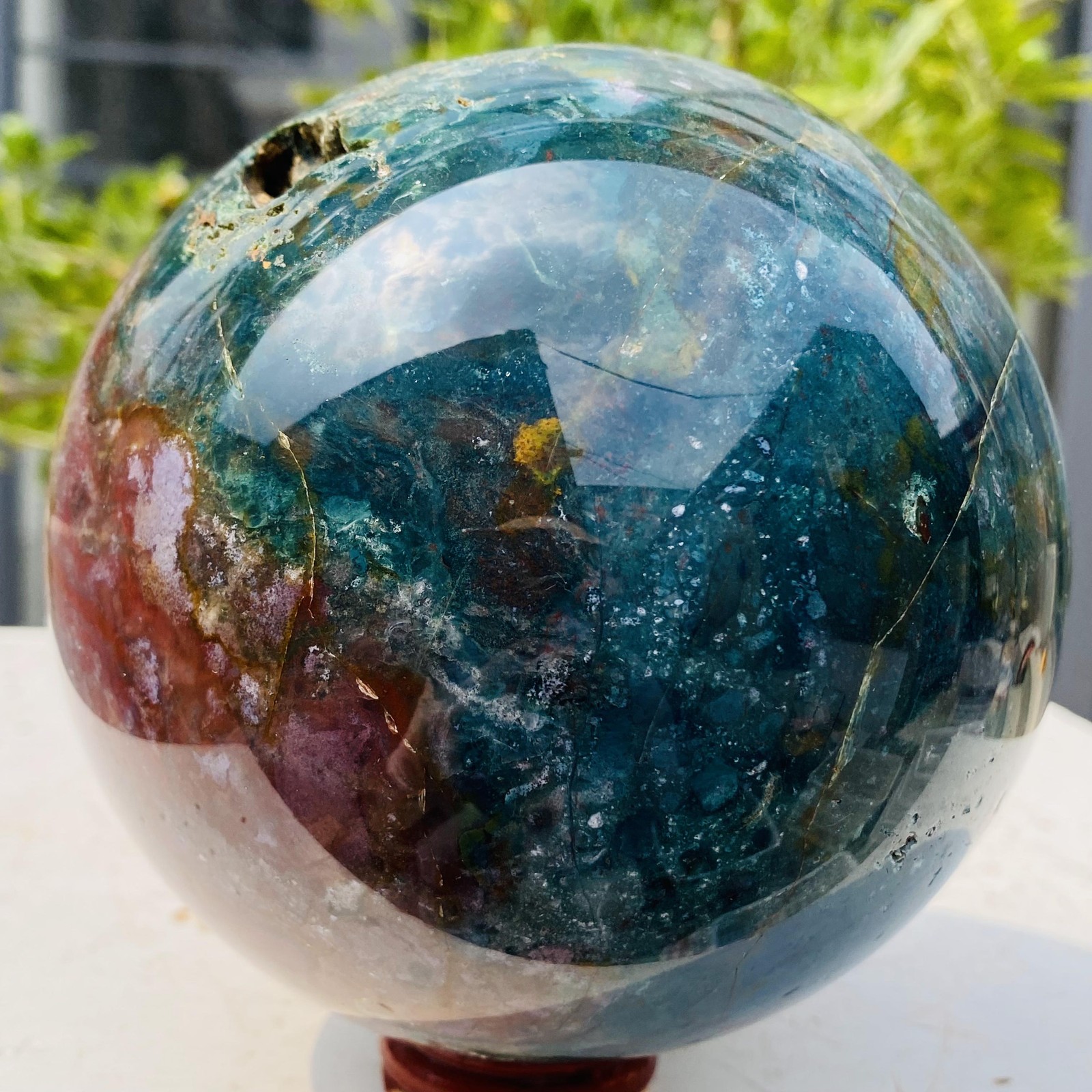 Natural Ocean Jasper ball Crystal jewelry Reiki energy Healing 1960g