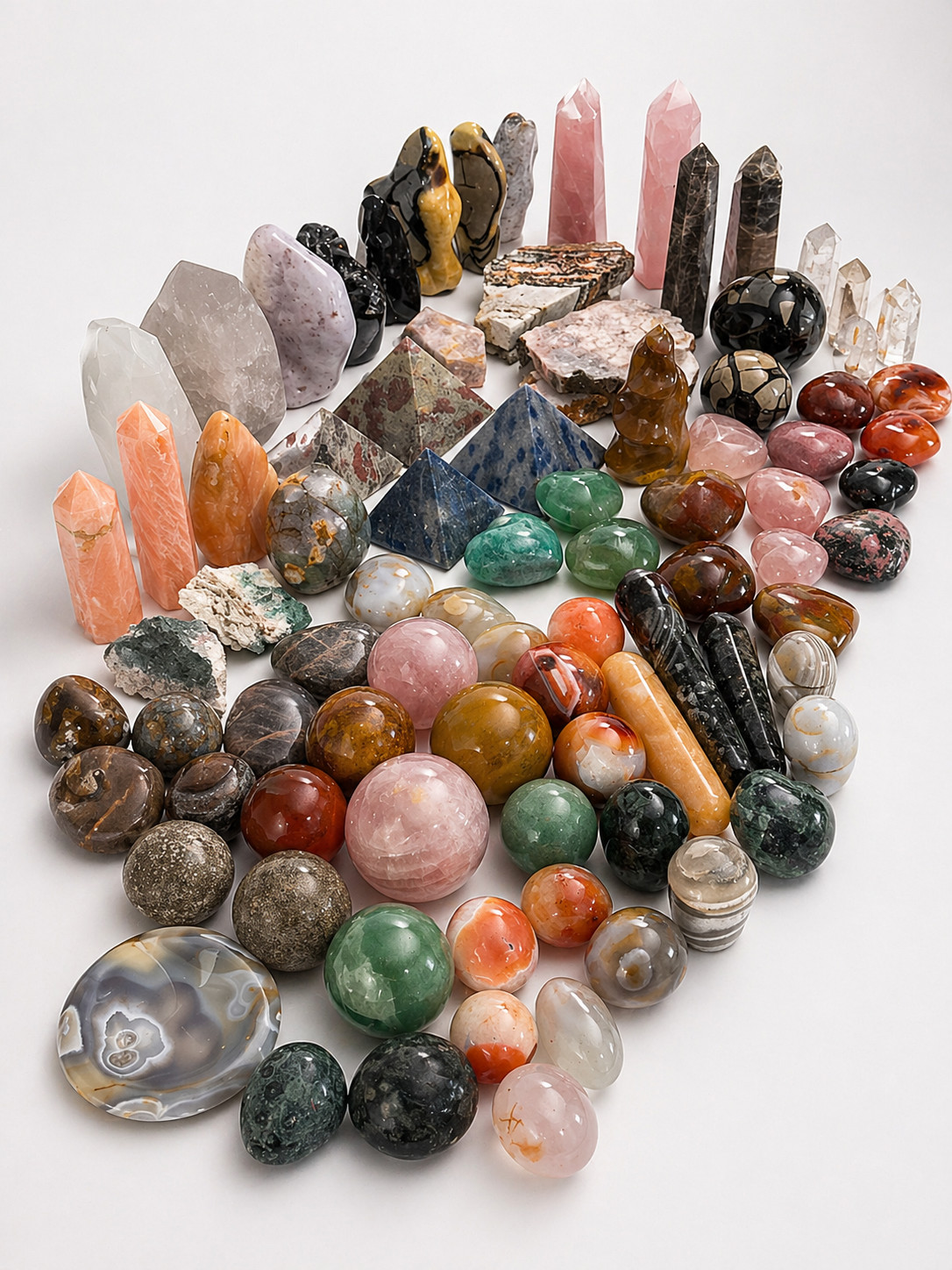 100LB Super Bulk Mixed Crystal Lot – Carved, Freeform & Raw Stones
