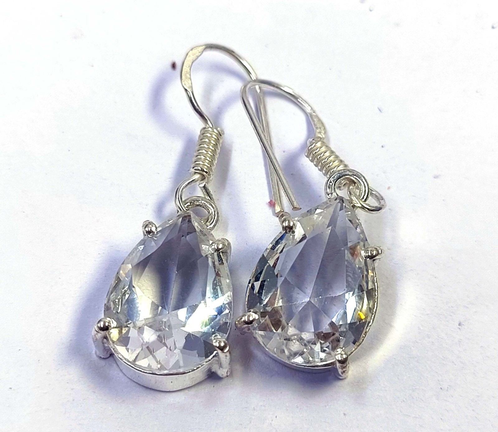17.80 Ct Natural White Sapphire Earrings Pear Shape 925 Solid Silver IGL 6MHI