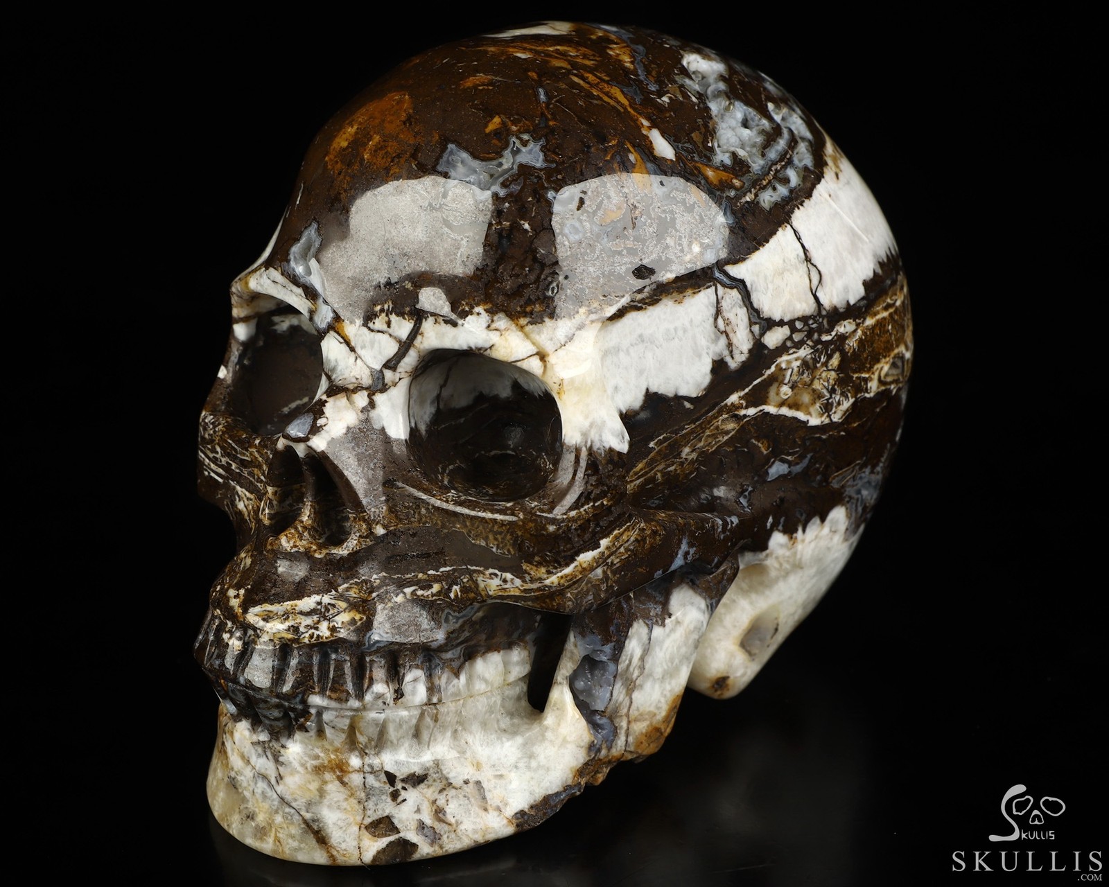 4.9″ Tree Leaves Agate Hand Carved Crystal Skull, Realistic, Crystal Healing