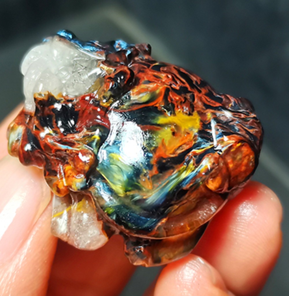 34.3g Natural Namibia ” Pietersite” Gemstone Hand-carved Dragon Tortoise WYY3865