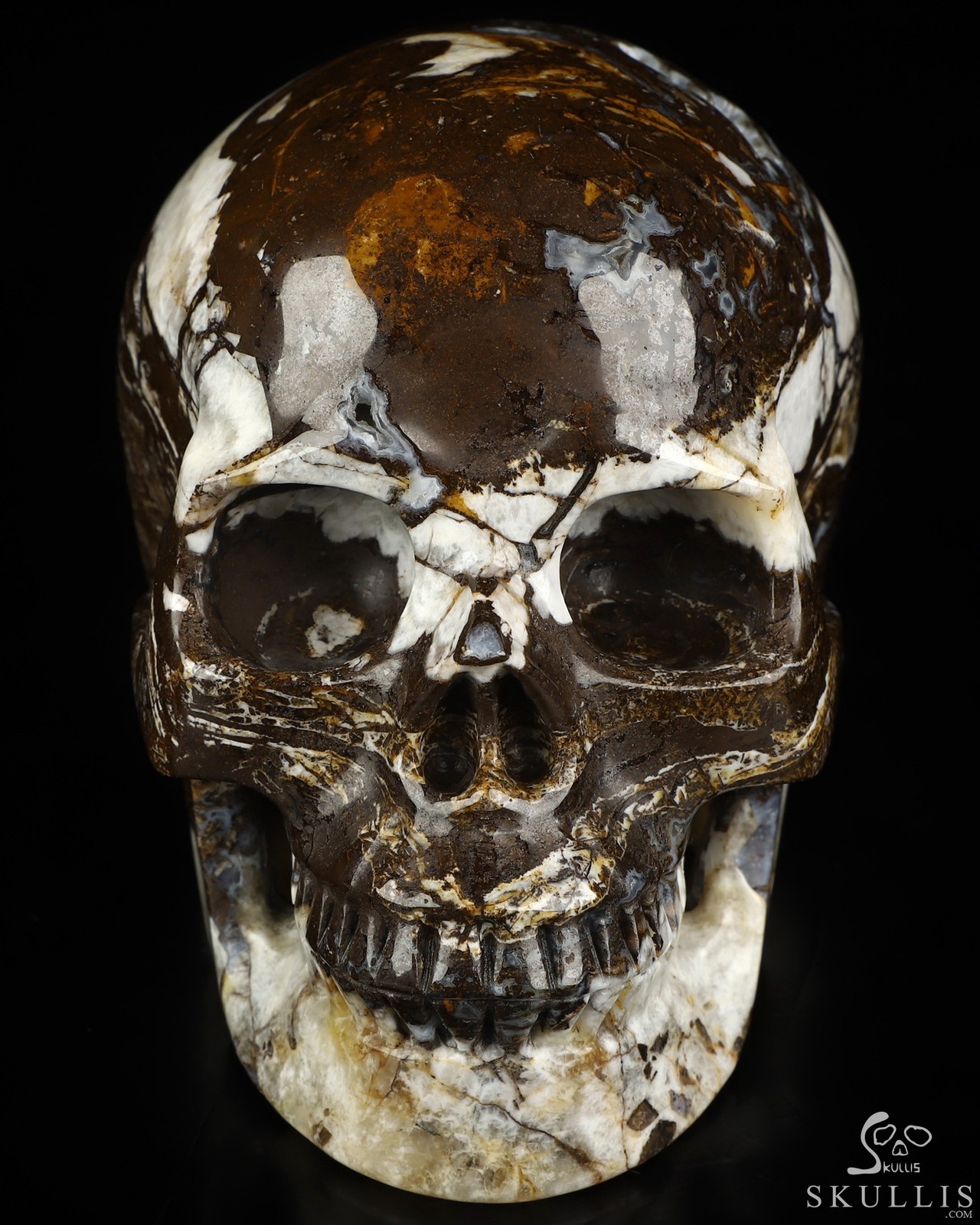 4.9″ Tree Leaves Agate Hand Carved Crystal Skull, Realistic, Crystal Healing