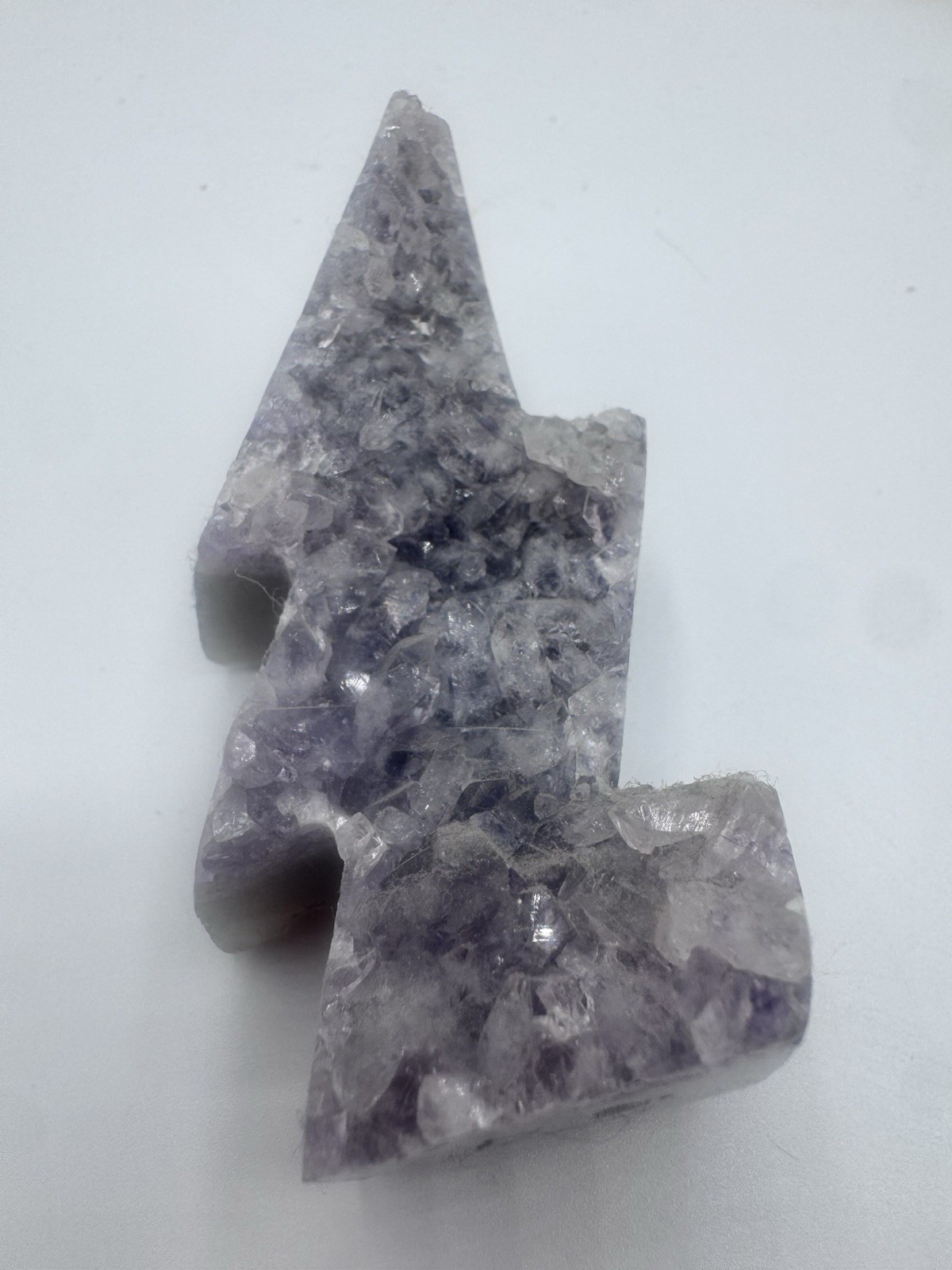 Amethyst Crystal Cluster Geode Angel Wing and Lightning Bolt Set of 2