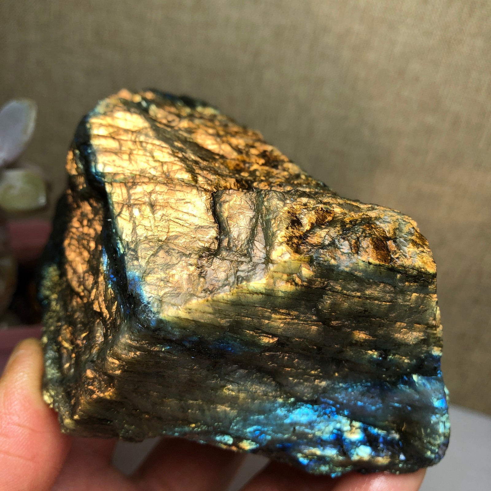 88mm Natural Labradorite Crystal gemstone rough original Specimen 424g A2629