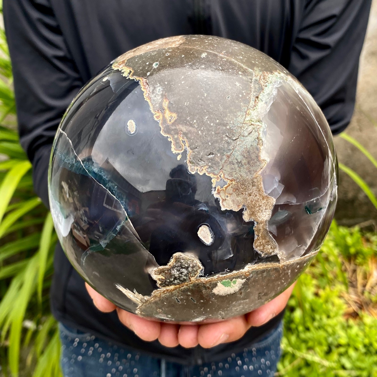7.49LB Natural Amethyst Agate Ball Quartz Crystal Sphere reiki healing gem
