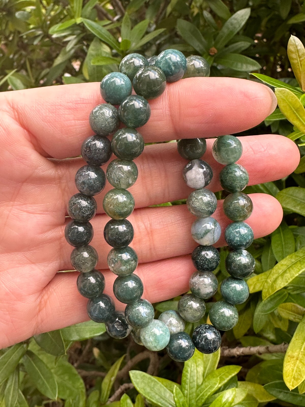 Grade A++ Moss Agate Crystal Bead Bracelet 8mm, Protective Stone, Wholesale Lot