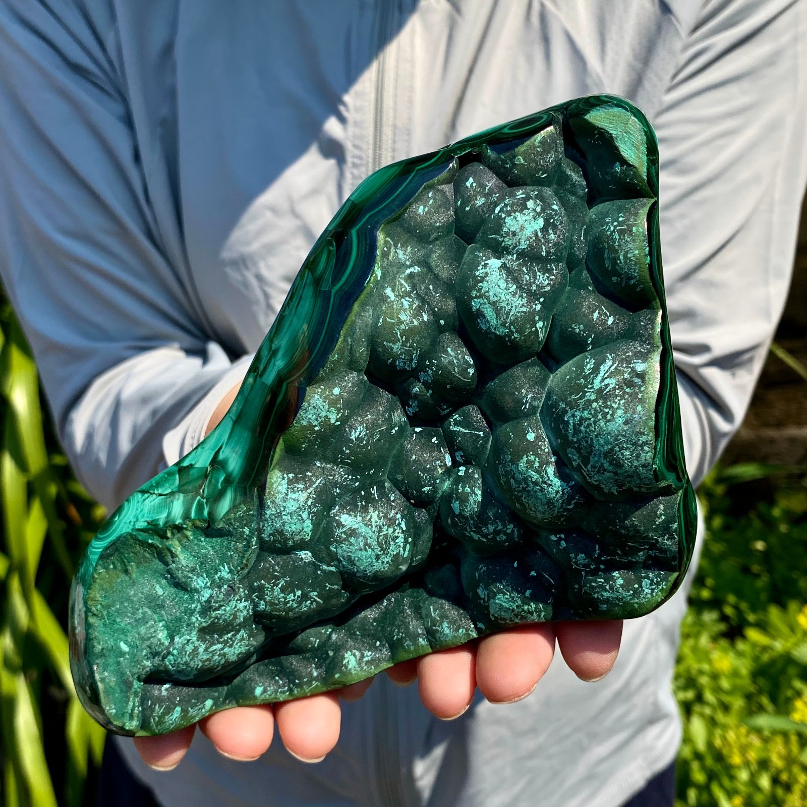 2.2LB Natural glossy Malachite transparent cluster rough mineral sample