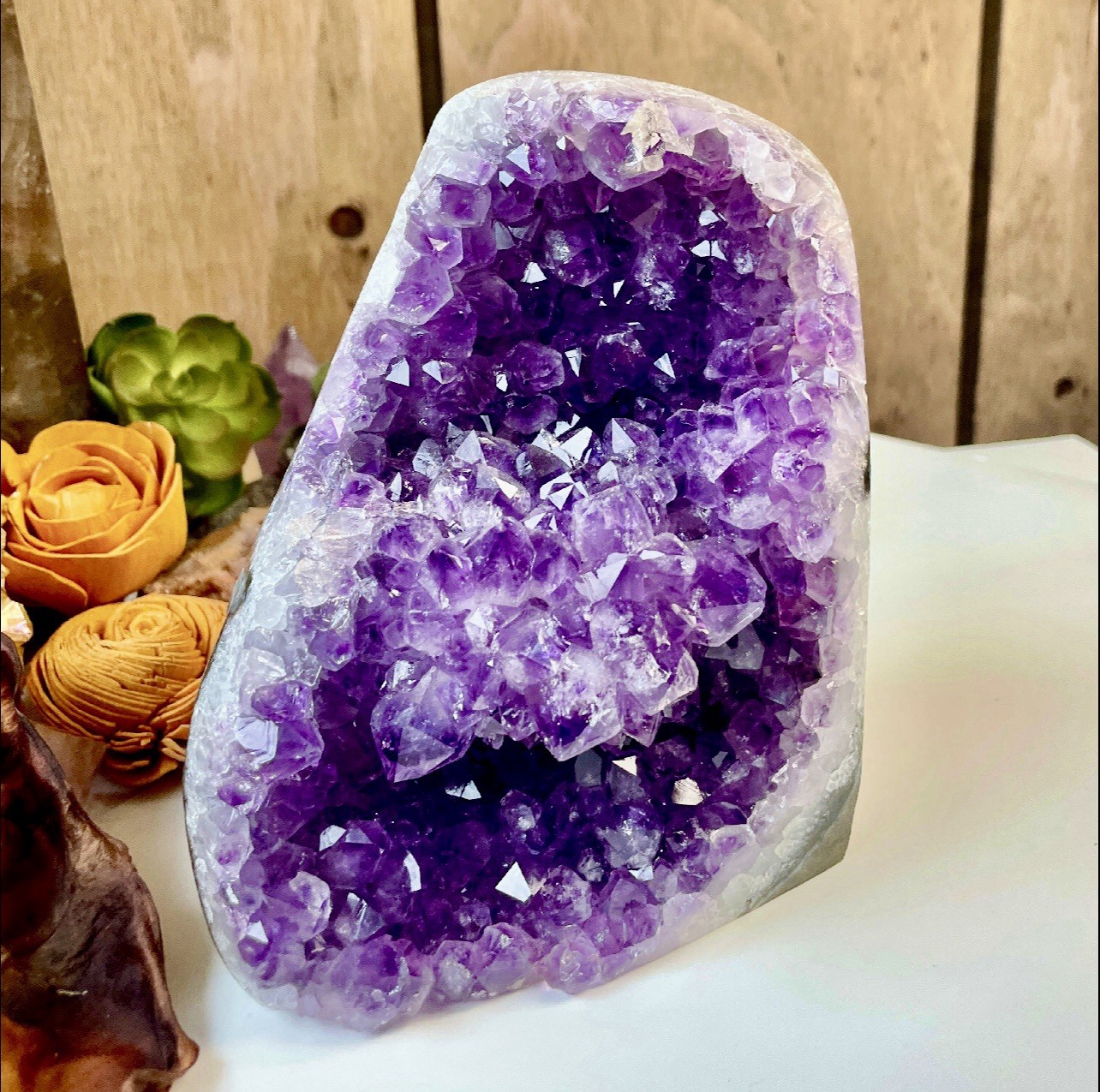Natural Dark Purple Amethyst Druzy Geode Crystal Cluster Standing Specimen 4.5lb