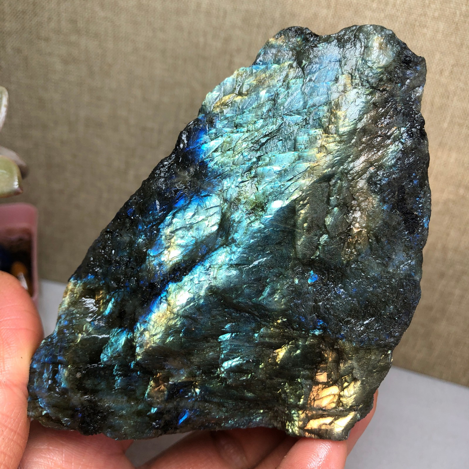 88mm Natural Labradorite Crystal gemstone rough original Specimen 424g A2629