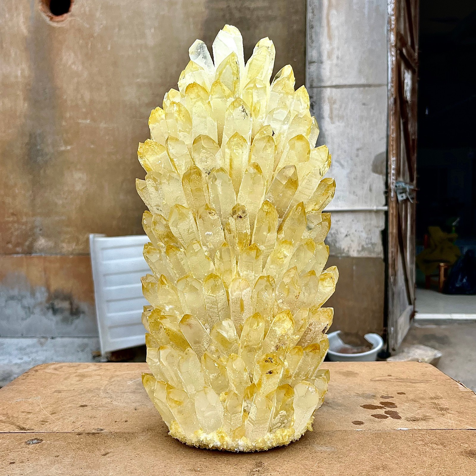 31.06LB Yellow Ghost Phantom Crystal Cluster Flower Raw Crystal Heal Quartz Deco
