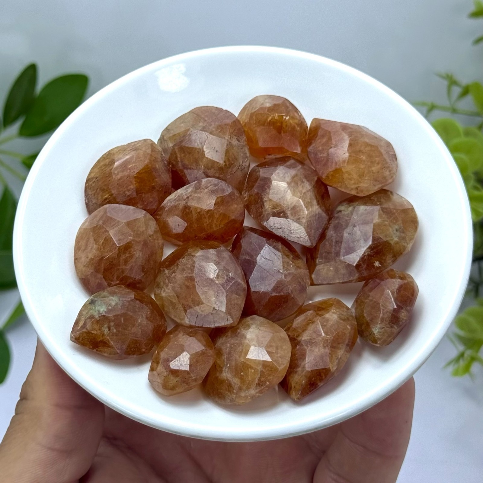Faceted Spessartine Garnet Tear Drop Crystals for Jewelry Making, 14 Pieces