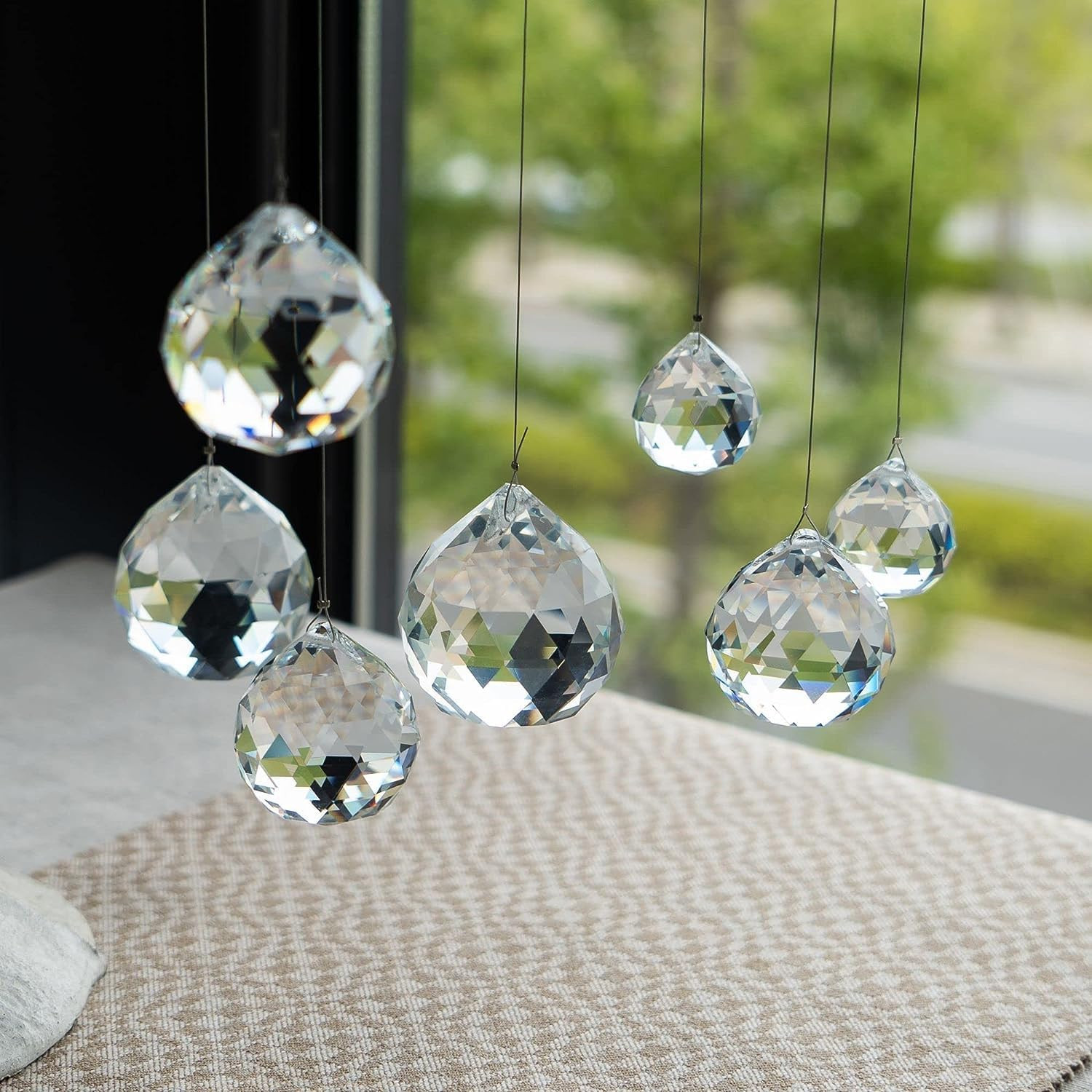 48Pcs Clear Faceted Crystal Ball Prism 1.2″/30Mm Glass Prism Sun Shine Catcher R