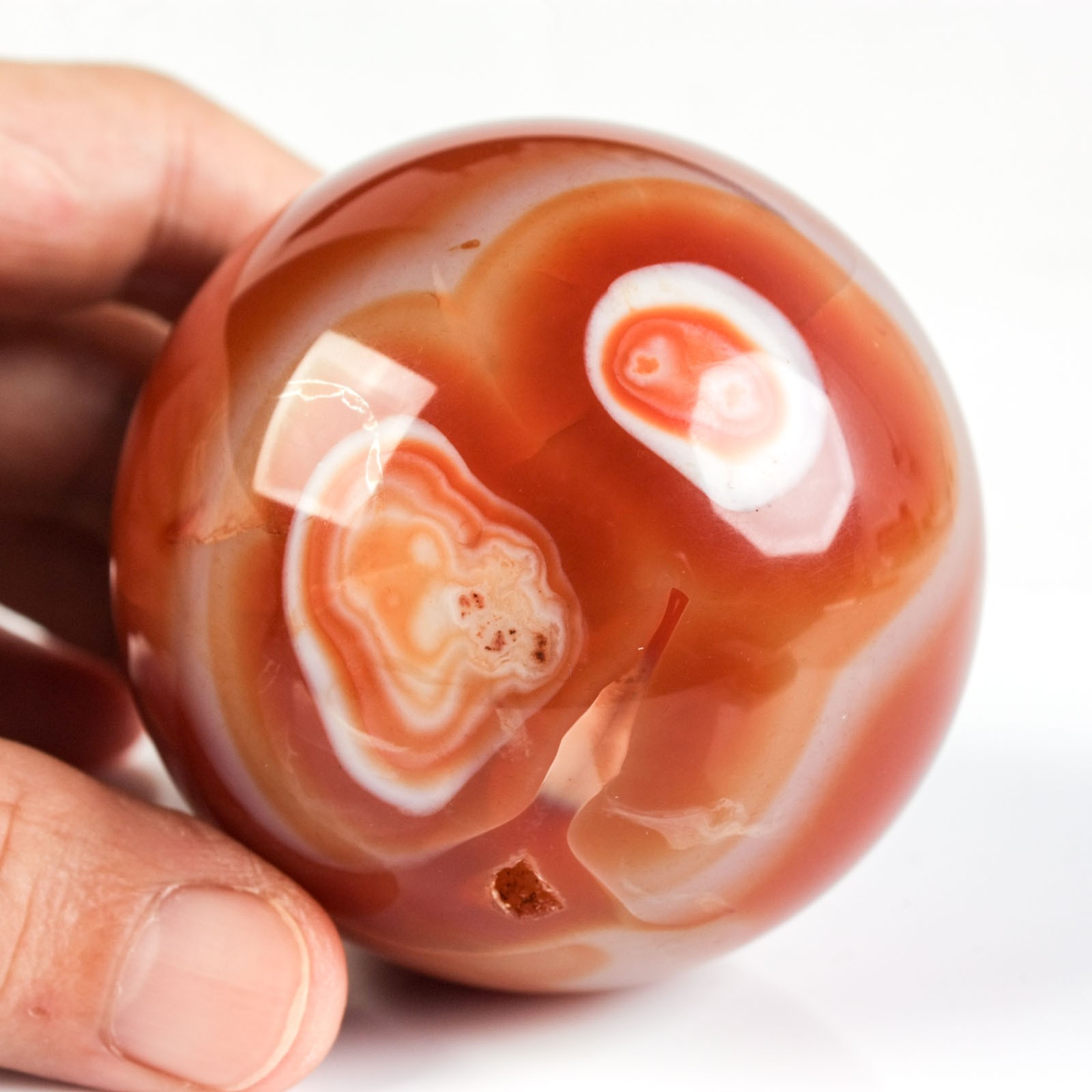 2.5″ 12.35oz Banded Carnelian Agate Sphere Crystal Ball Natural Mineral Specimen