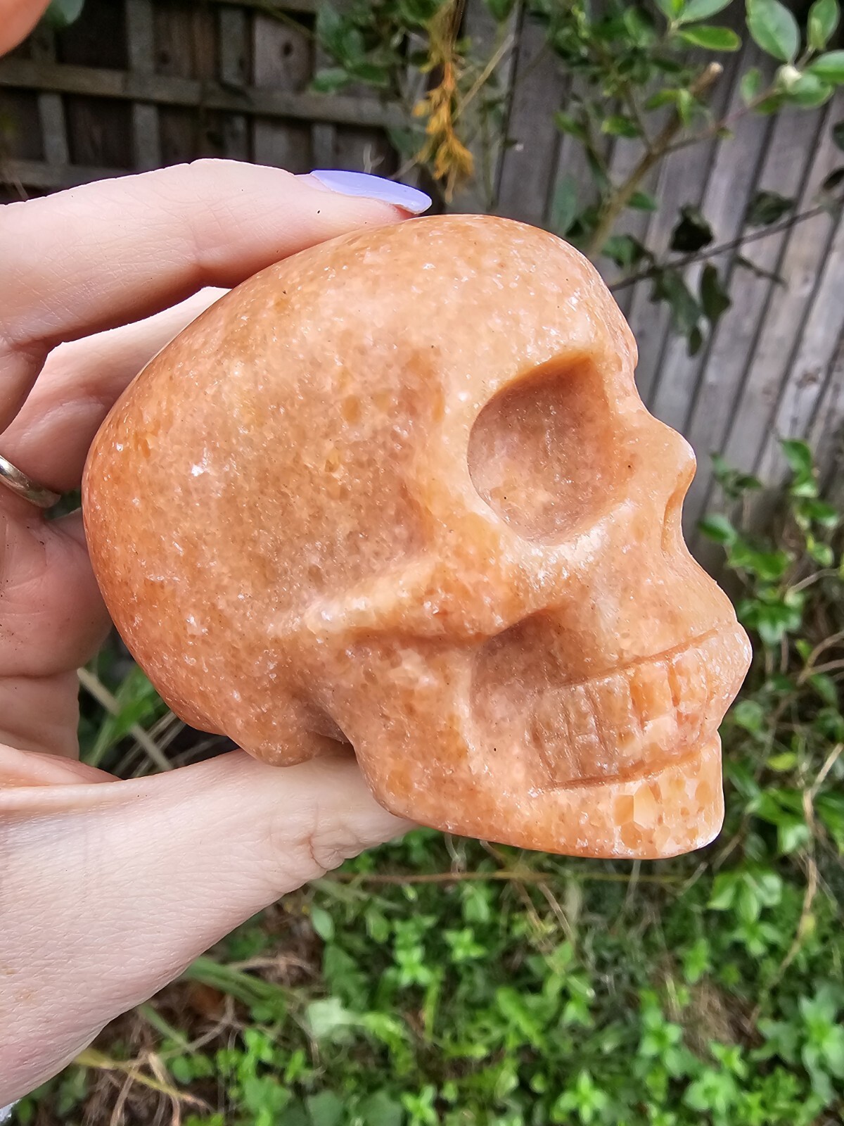 Sunstone crystal Skull Carving 379g 5.8x7x4.8cm Motivation Uplifting