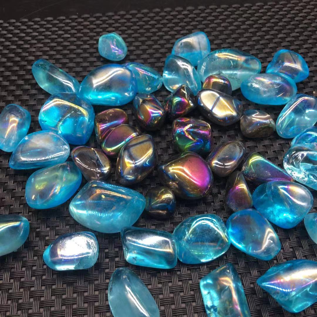 100g A Lot Titanium Rainbow Aura Lemurian Stone Quartz Crystal Healing 20-50Pcs