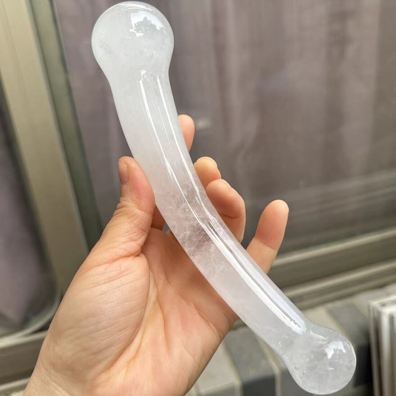 1PC Natural White Quartz Crystal Massage Penis Wand Gemstone Yoni Healing