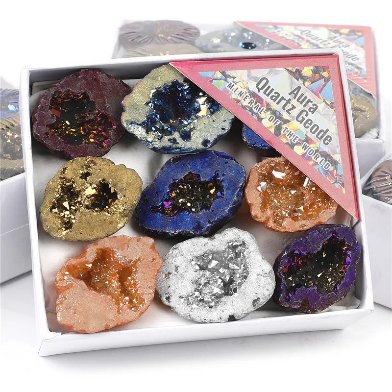14pcs Pointed Quartz Crystal Chakra Healing Stones and Crystals Set Hexagon Rose