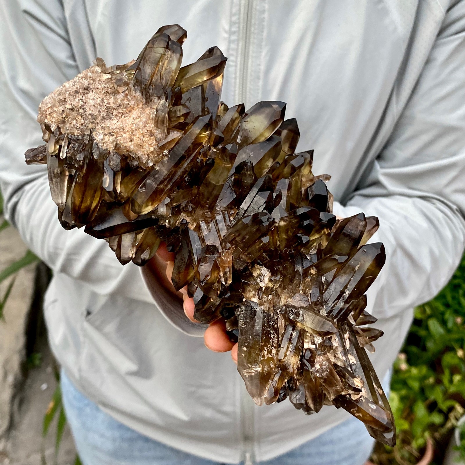 2.2LB Natural Black Smoky Quartz Crystal Cluster Raw Mineral Specimen