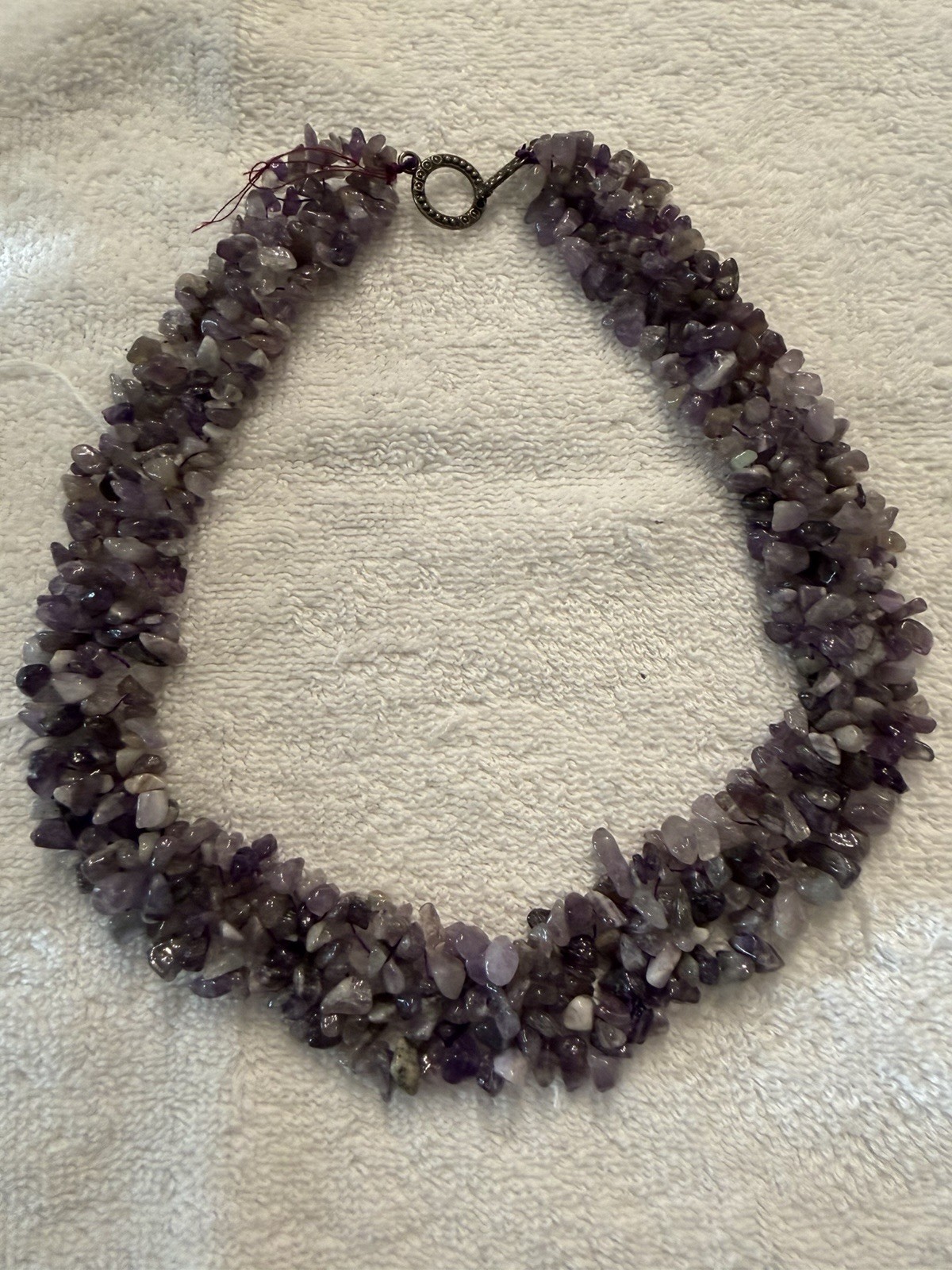 Beautiful Natural Amethyst Stone Necklace 15” Length 1” Width Mother’s Day