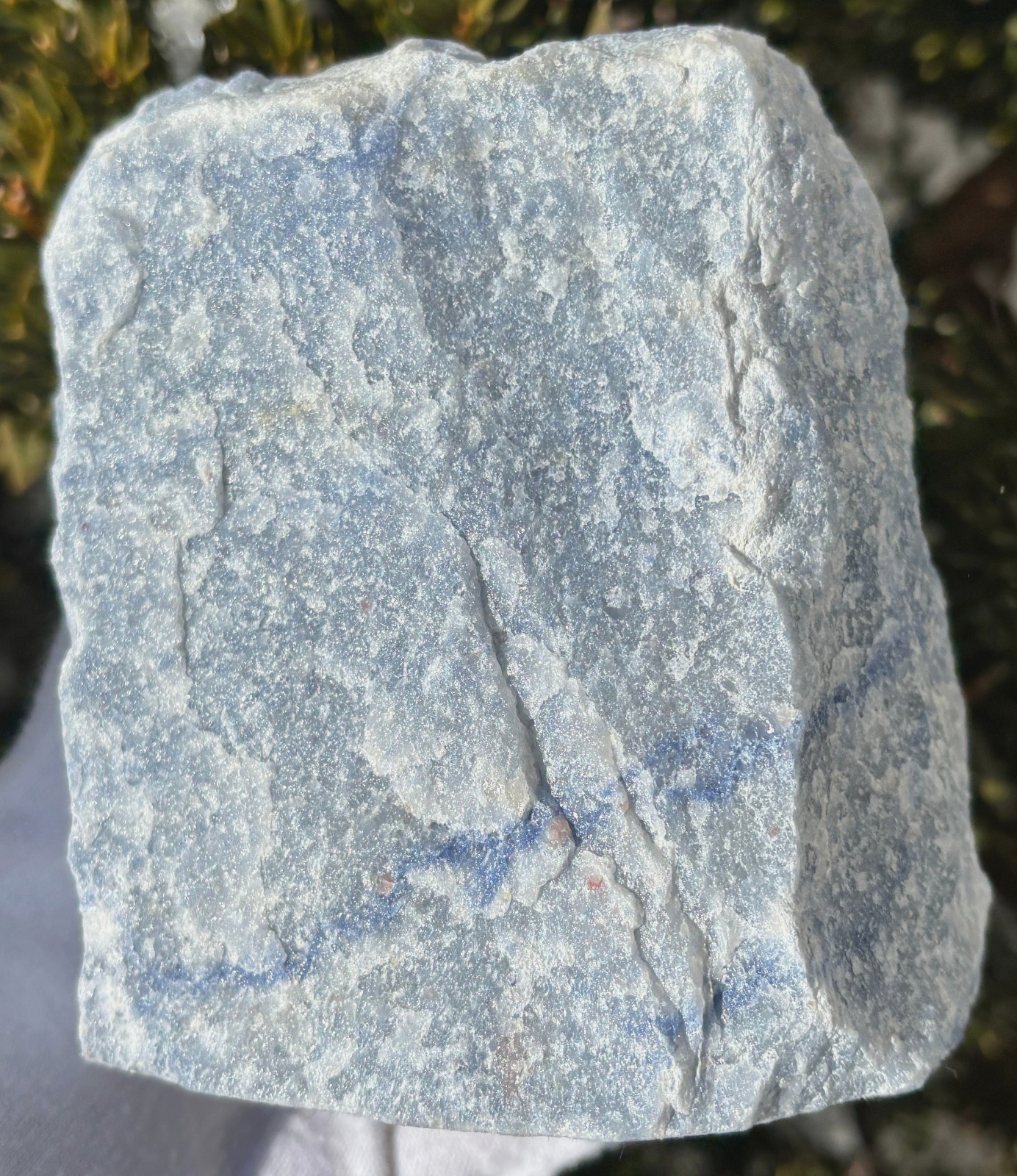 USA SALE 2.65LB BLUE QUARTZ VASE CONTAINER 4″x3.8″x3″ AVENTURINE PLANTER HOLDER