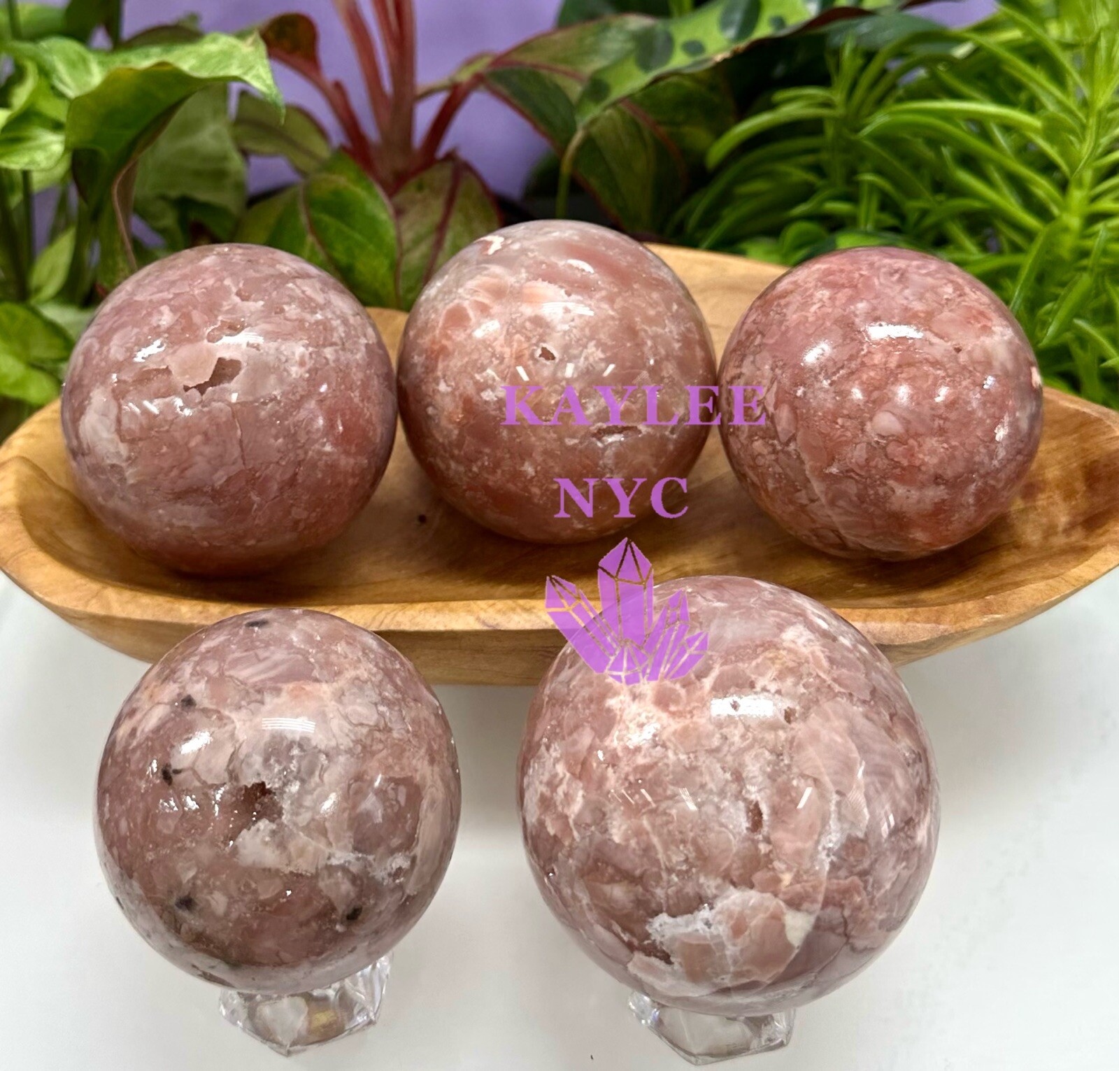 Wholesale Lot 4-5 Pcs Natural Pink Agate Sphere Crystal Ball 4.9-5 Lbs