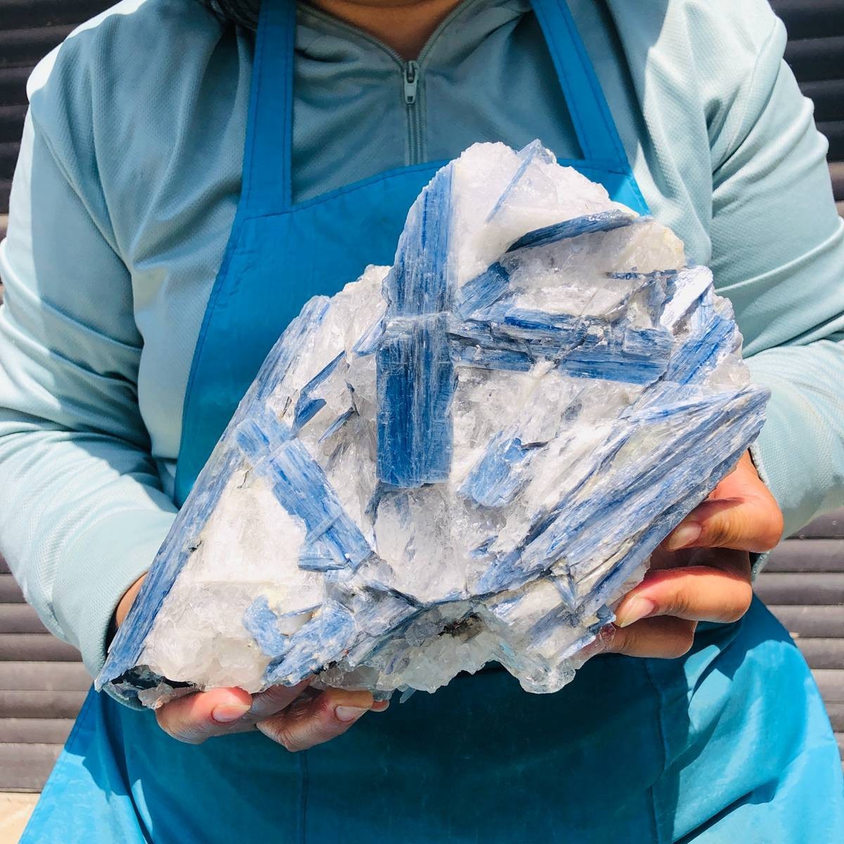 9.46LB Natural Blue Kyanite Cluster with Clear Quartz Matrix Crystal Specimen