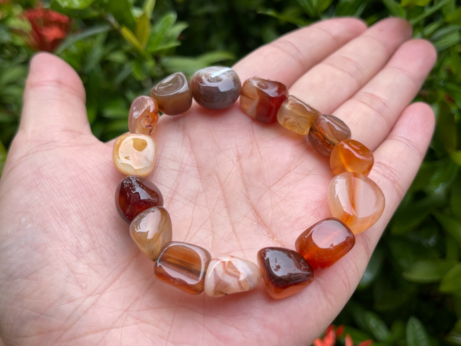 Grade A++ Carnelian Crystal Nugget Bracelet, Genuine Gemstone Bracelet, Bulk Lot