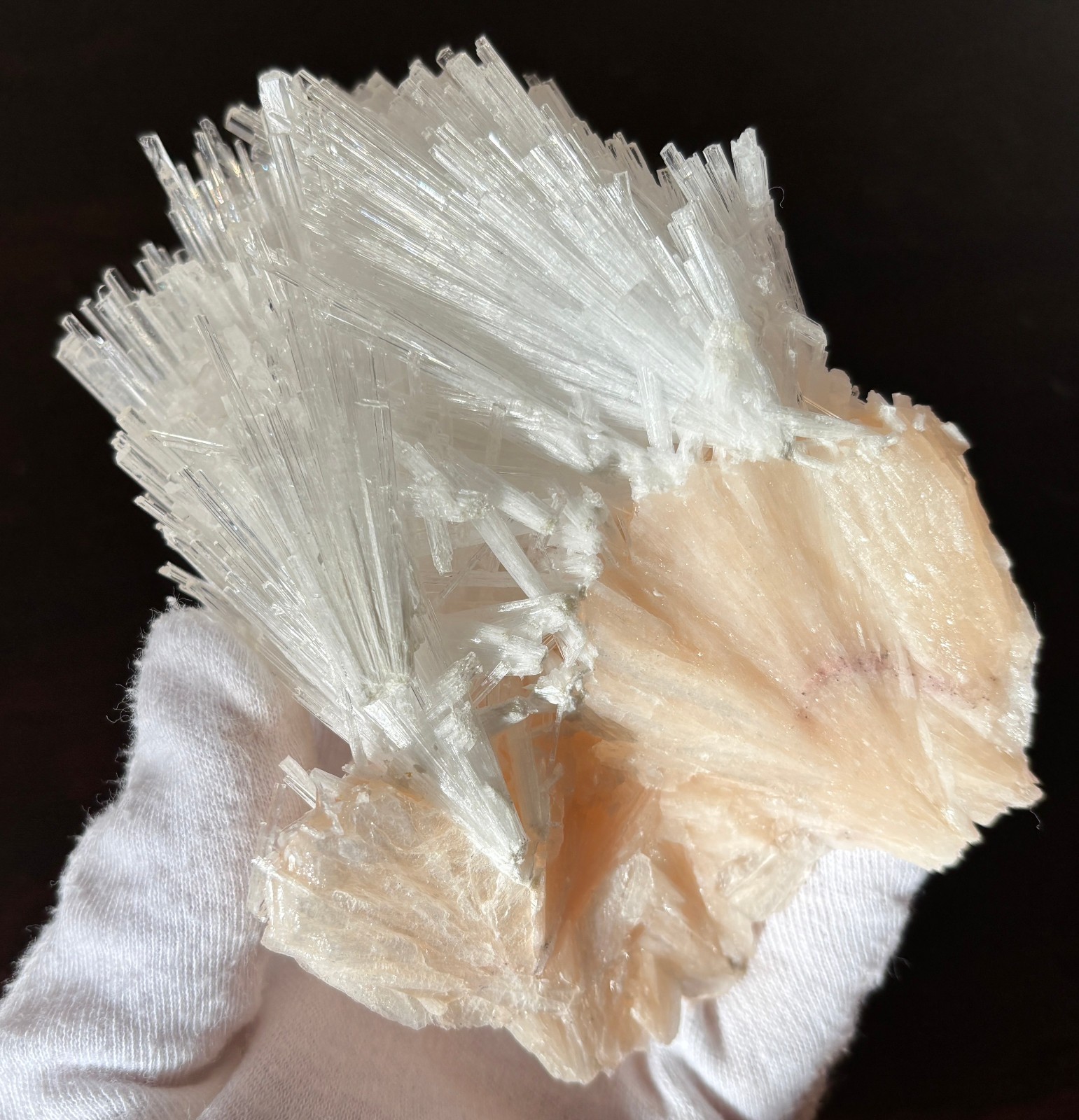 USA SALE 262g 4.3″ x 3.3″ LARGE SCOLECITE STILBITE SPECIMEN Fan/Blades/Spray
