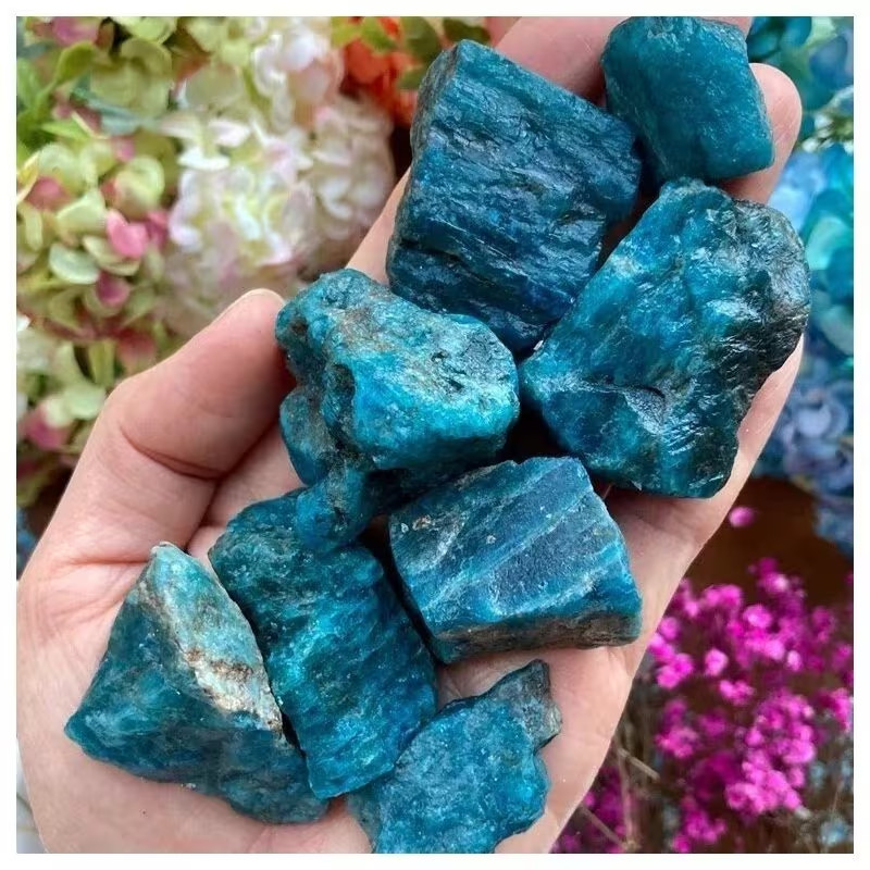 Apatite Raw Stone, Natural Blue Gemstone Mineral Specimens, Rough Raw Stones