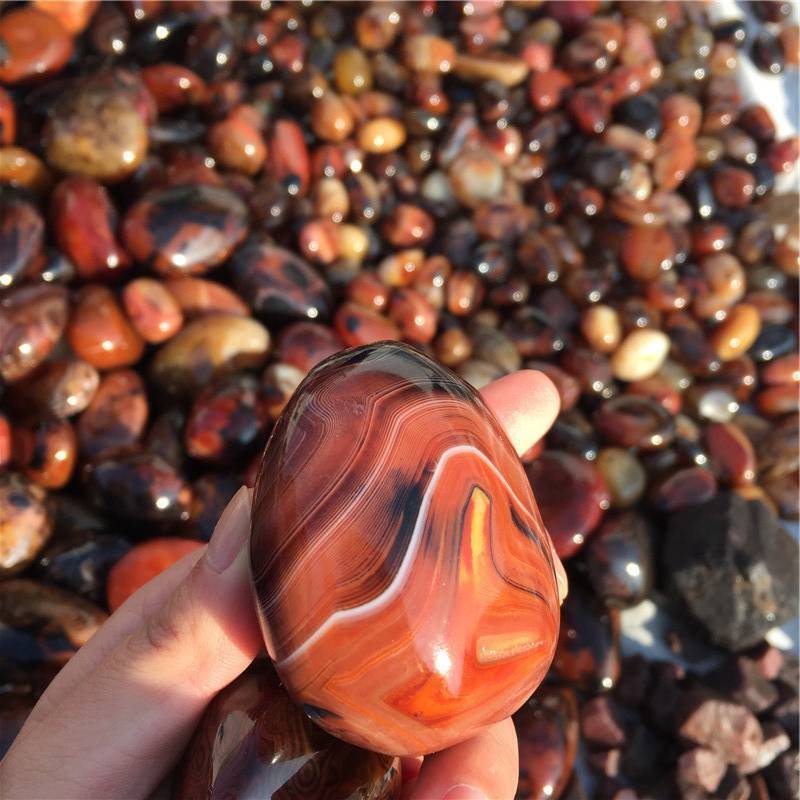 20-150G Natural Polished Silk Banded Lace Agate Crystal Sardonyx Carnelian Stone