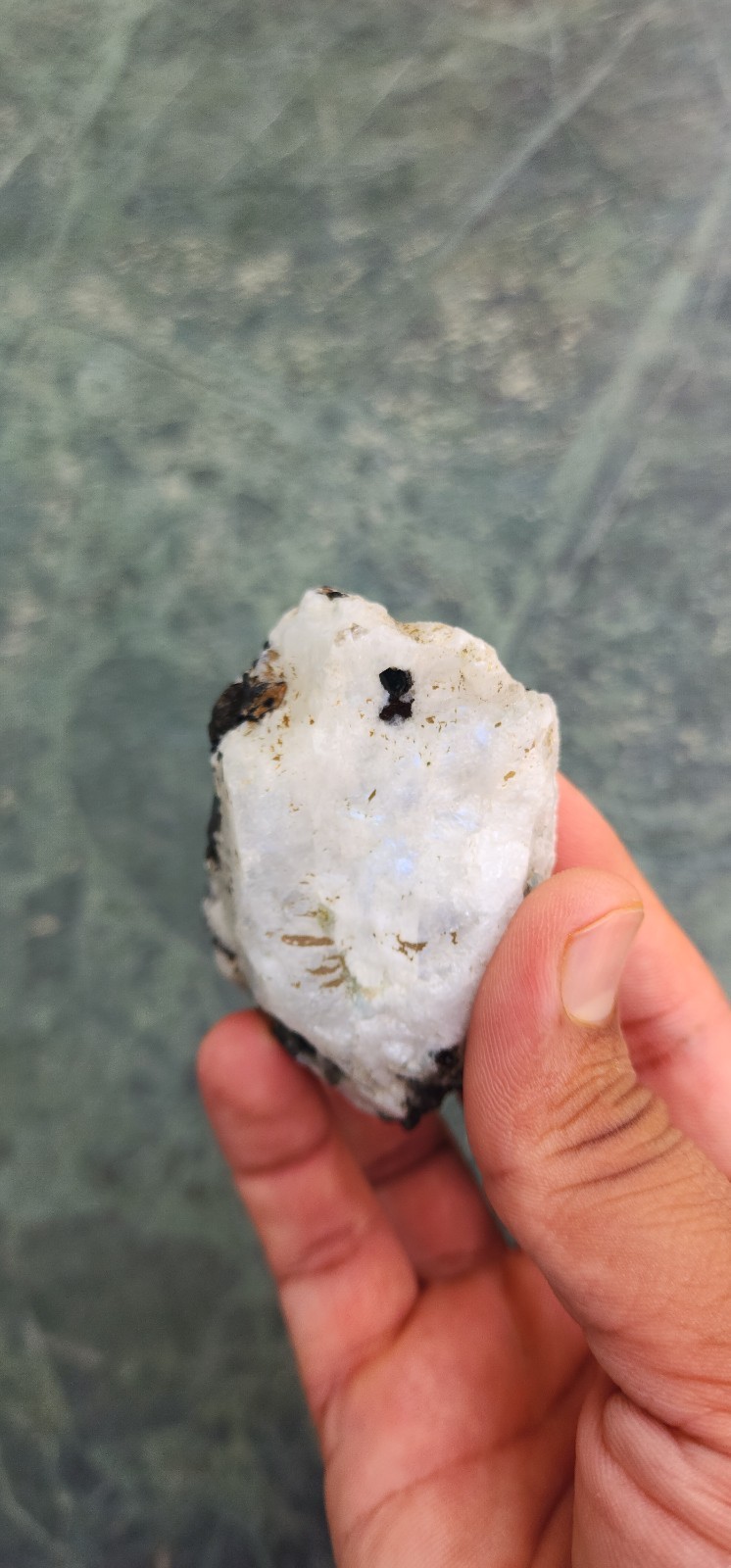 Natural AAA Full Flashy Indian Rainbow Moonstone Raw Specimen One Side Polish