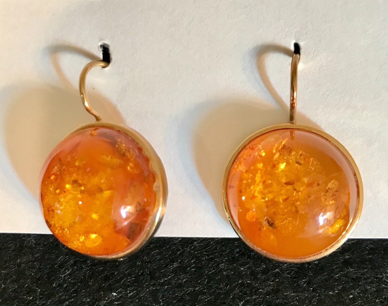 Striking Amber Earrings – Round with Crook Style Closure