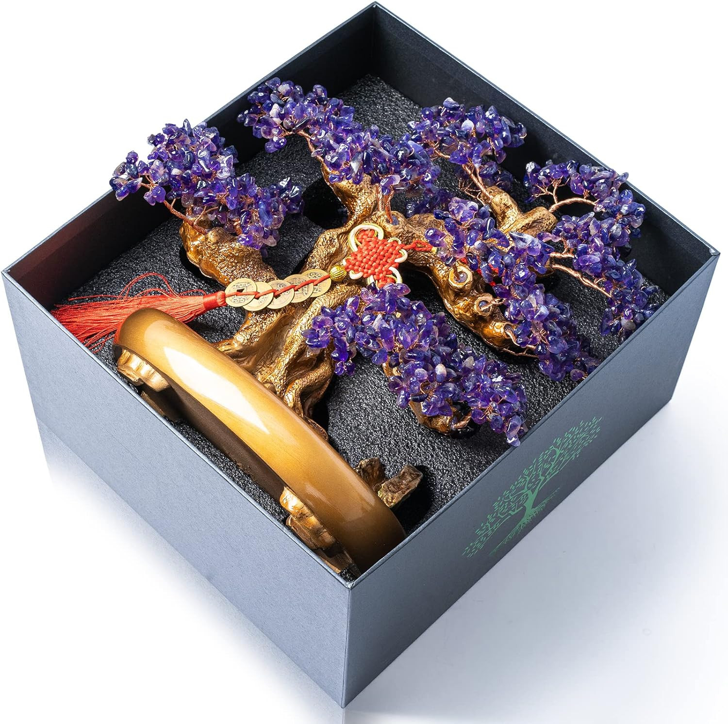 Natural Amethyst Gemstone Crystal Bonsai Tree of Life Large Feng Shui Money Chak
