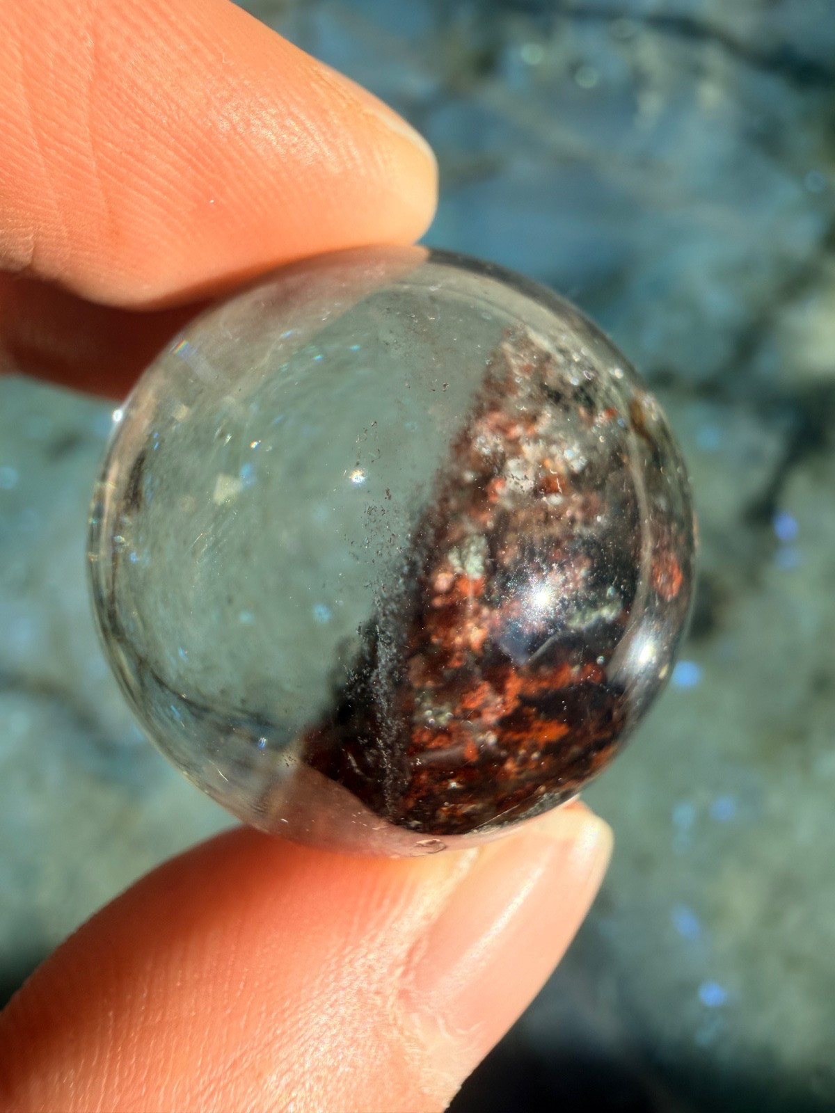 Garden Quartz Sphere From Brazil, 1.08″ | Scenic Lodolite Crystal Sphere