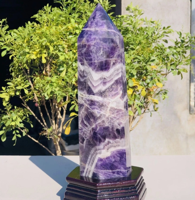 Eco Friendly Chevron Amethyst Purple Crystal Tower Point Home Car Deco Gift Idea