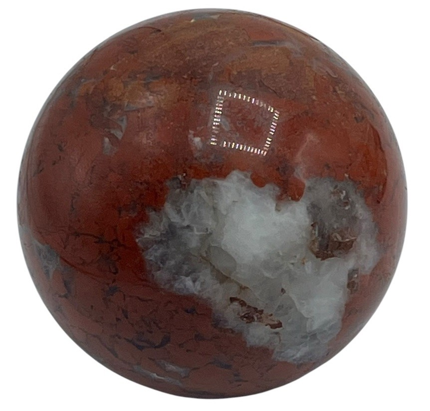 Red Jasper Sphere Polished White Crystal Orb Healing Smooth Round Stone 425g